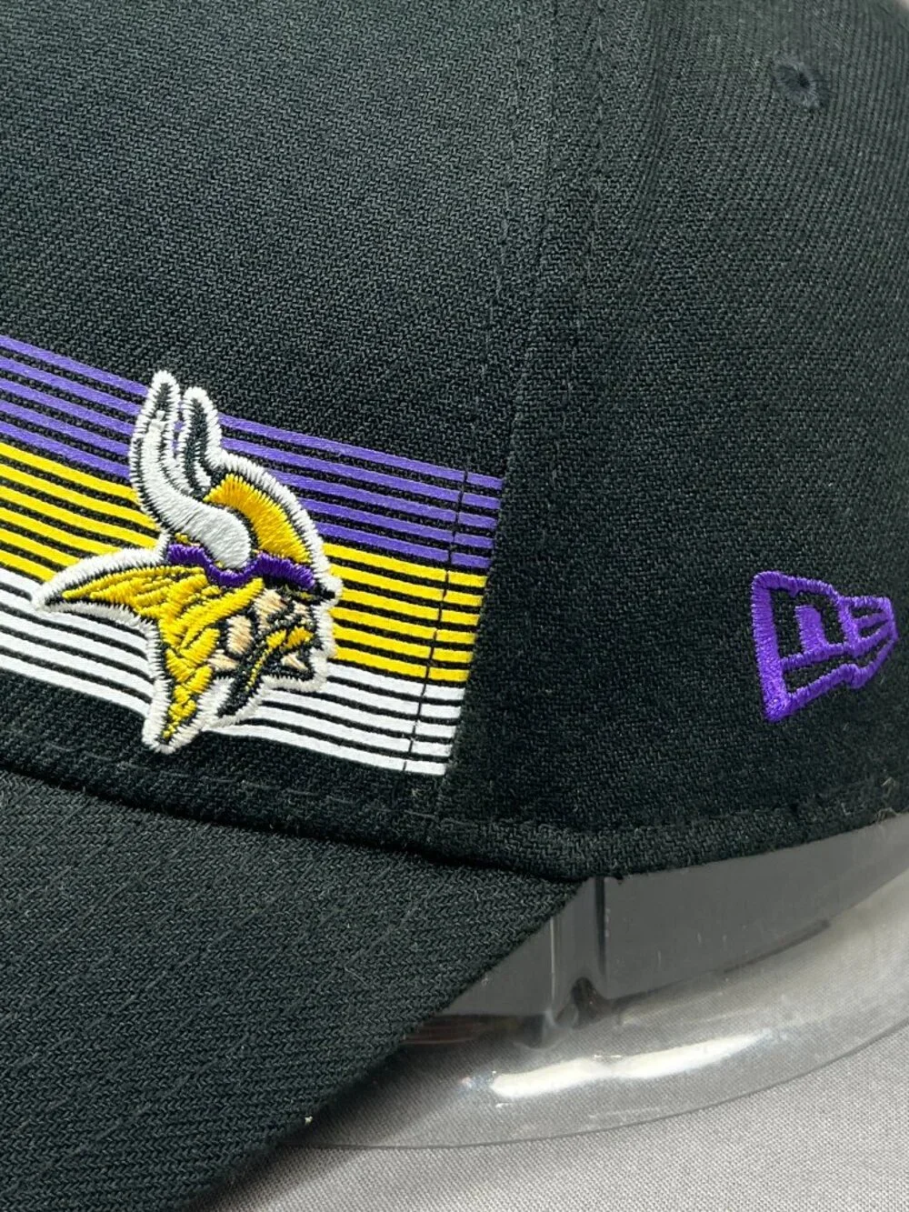 Minnesota Vikings New Era 39Thirty Flex M/L Hat Black Flawless Stripe Mens Cap